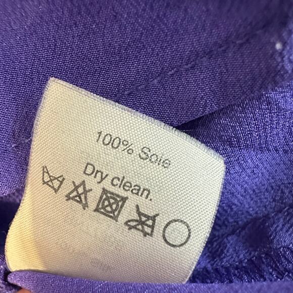 J.Crew Silk Top WMNS S Button Up Purple Long Sleeve Lightweight Collared Blouse - Picture 7 of 7
